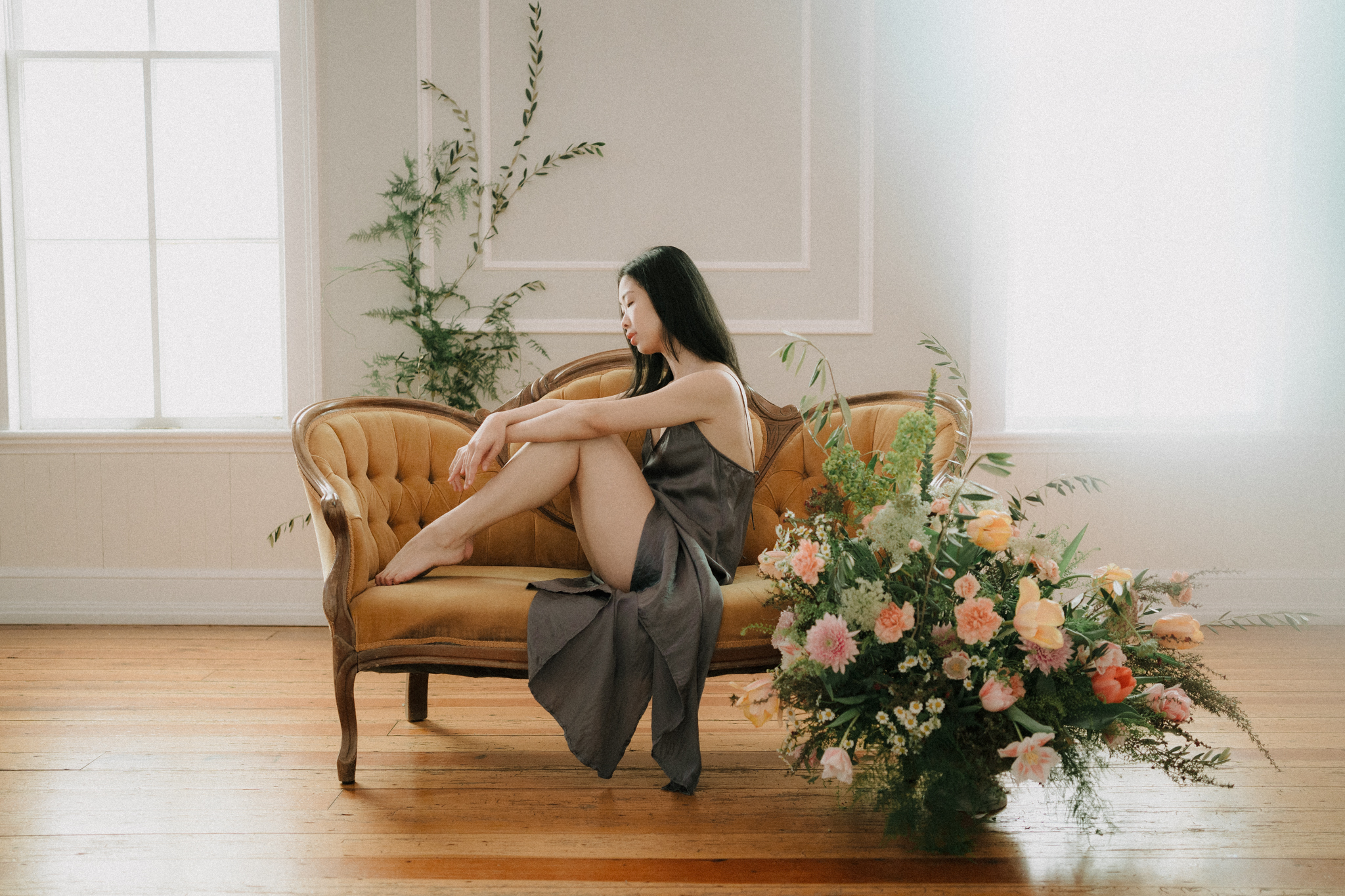 elegant boudoir using florals and furniture
